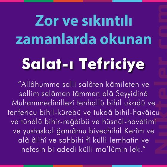 Zor ve sÄ±kÄ±ntÄ±lÄ± zamanlarda okunan Salat-Ä± Tefriciye